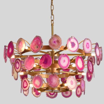 Люстра Agate Burst Chandelier 3 Round pink Розовый пастельный Золотой в Нижнем Новгороде | Loft Concept 