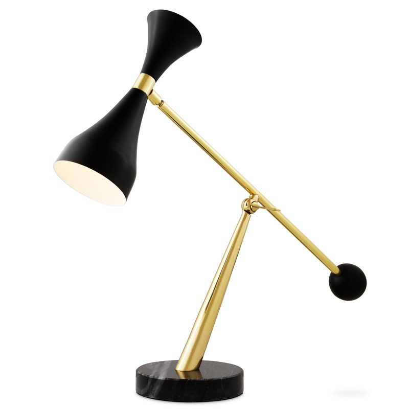 Настольная лампа Eichholtz Desk Lamp Cordero Черный Латунь Черный Мрамор Nero в Нижнем Новгороде | Loft Concept 