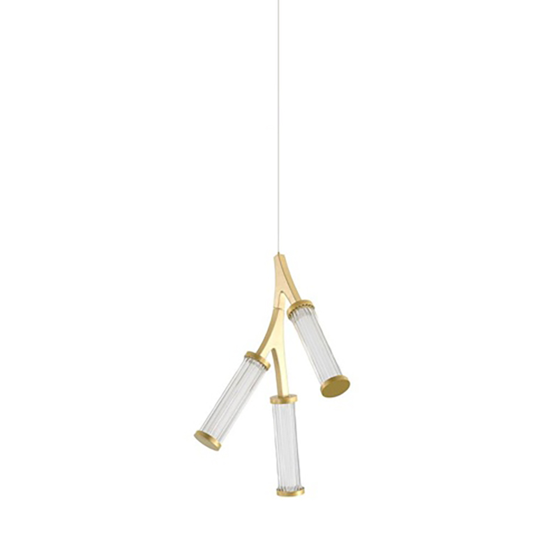 Люстра Cylinder Branches Chandelier Gold 3 Золотой Прозрачный в Нижнем Новгороде | Loft Concept 