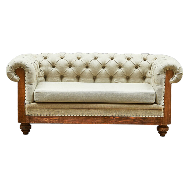 Диван Deconstructed Chesterfield Sofa double Ivory Linen ivory ( слоновая кость ) Коричневый в Нижнем Новгороде | Loft Concept 