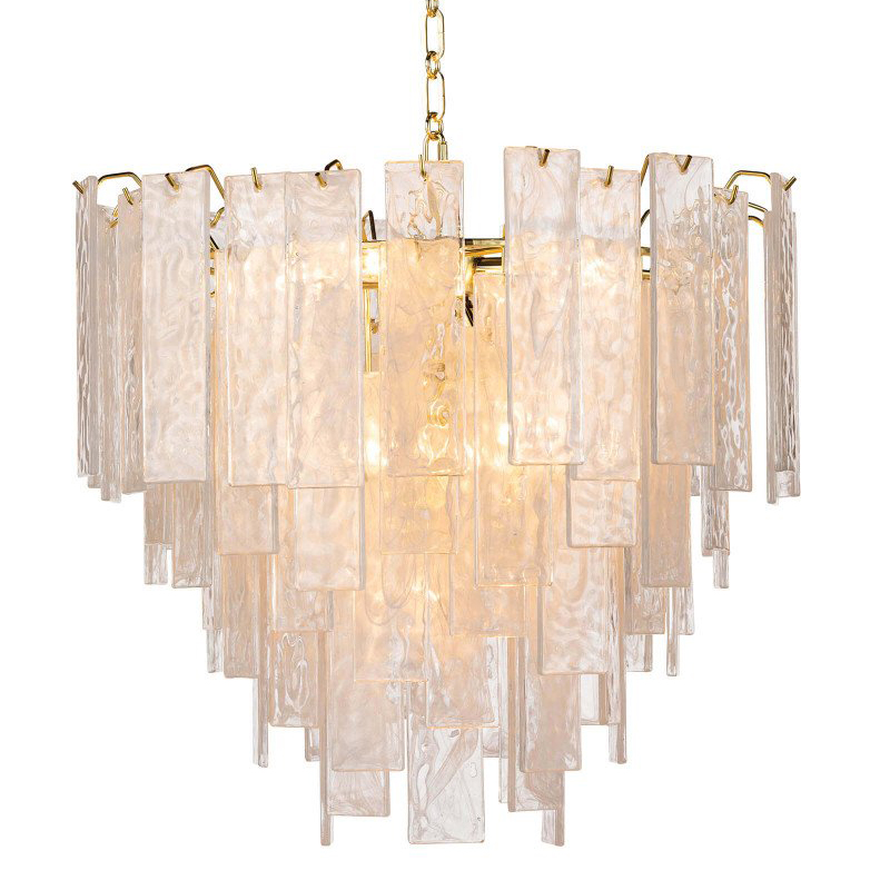 Люстра Textured Glass Chandelier Rectangular Pendants Золотой Прозрачный (Transparent) в Нижнем Новгороде | Loft Concept 