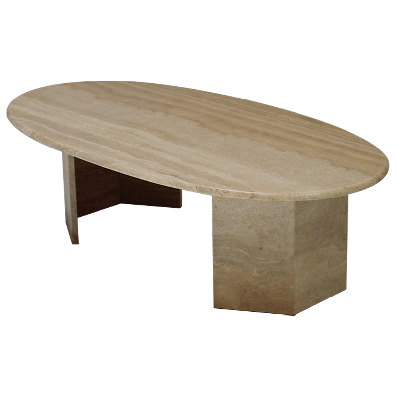 Кофейный стол Oval Travertine Coffee Table Коричневый в Нижнем Новгороде | Loft Concept 