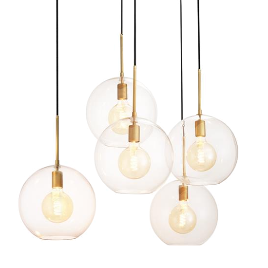 Люстра Chandelier Tango 5 light Латунь Античная полированная Темная бронза Прозрачное Стекло в Нижнем Новгороде | Loft Concept 