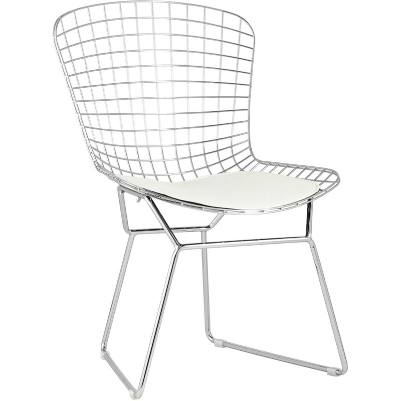 Стул Bertoia Chair Хромированный с Белой подушкой Хром Белый в Нижнем Новгороде | Loft Concept 