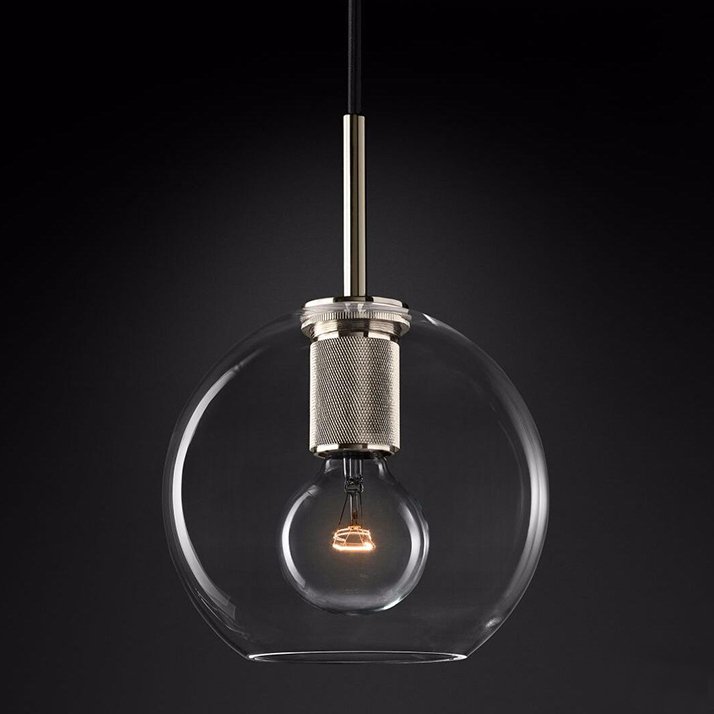 Подвесной светильник RH Utilitaire Globe Pendant Silver Никель Прозрачное Стекло в Нижнем Новгороде | Loft Concept 