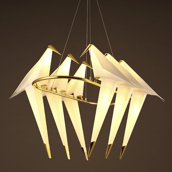 Люстра Origami Bird Chandelier 6 Бежево-серый Золотой в Нижнем Новгороде | Loft Concept 