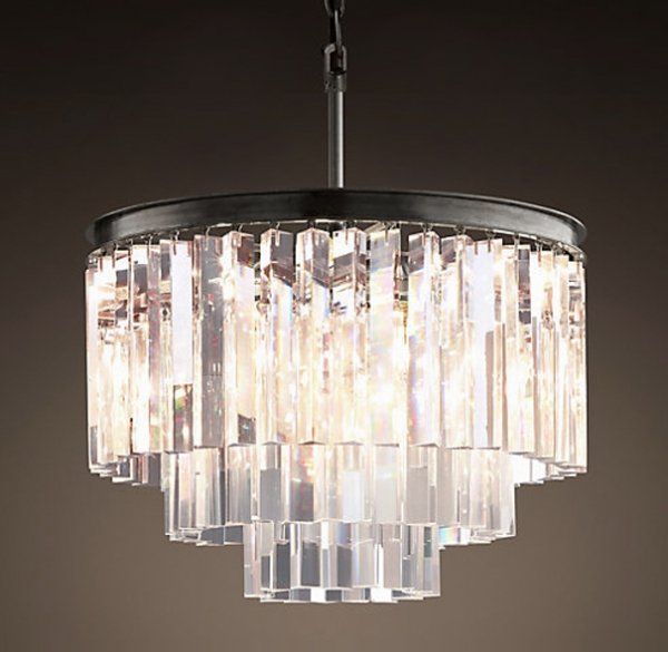 Люстра RH 1920s Odeon Clear Glass Fringe Chandelier - 3 rings Черный в Нижнем Новгороде | Loft Concept 