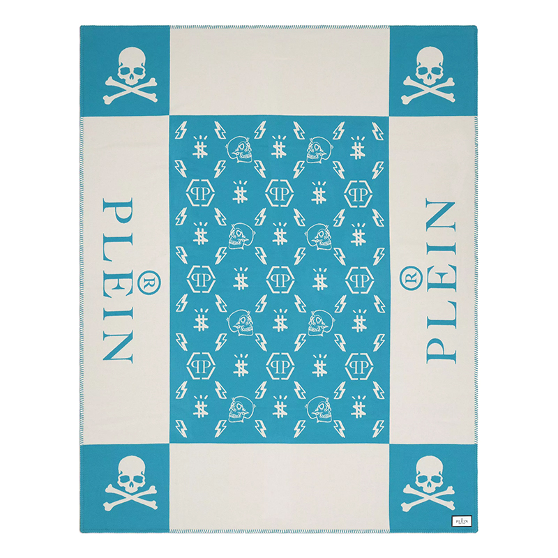 Плед Philipp Plein Plaid Cashmere Skull Blue Голубой Белый в Нижнем Новгороде | Loft Concept 