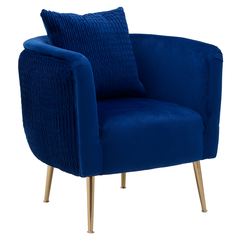 Кресло Yvette Armchair Blue Синий Глянцевое золото в Нижнем Новгороде | Loft Concept 