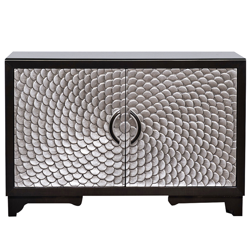 Комод с рельефным орнаментом Рыбья чешуя Fish scales Chest of drawers Черный Серебряный в Нижнем Новгороде | Loft Concept 