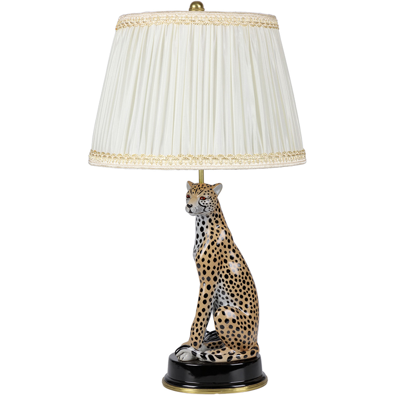 Настольная лампа с абажуром Leopard Table Lamp Кремовый Коричневый Черный в Нижнем Новгороде | Loft Concept 