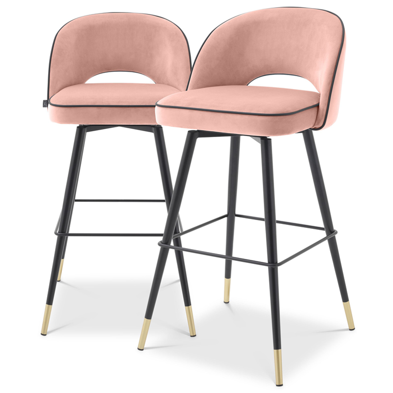 Комплект барных стульев Eichholtz Bar Stool Cliff set of 2 nude Розовый пастельный Черный Латунь в Нижнем Новгороде | Loft Concept 