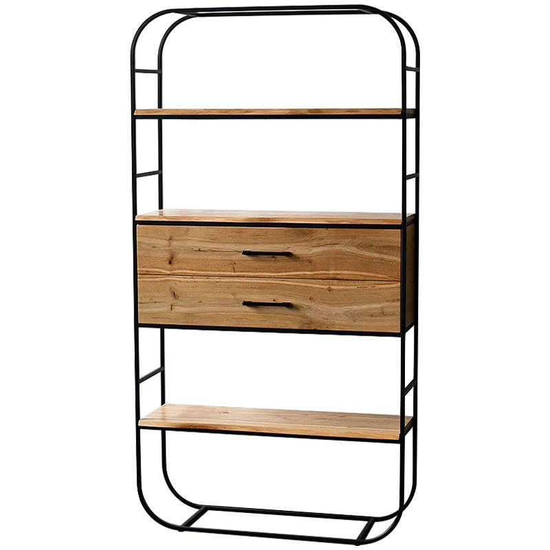 Стеллаж Glenn Industrial Metal Rust Two Drawers Rack Древесина Черный в Нижнем Новгороде | Loft Concept 