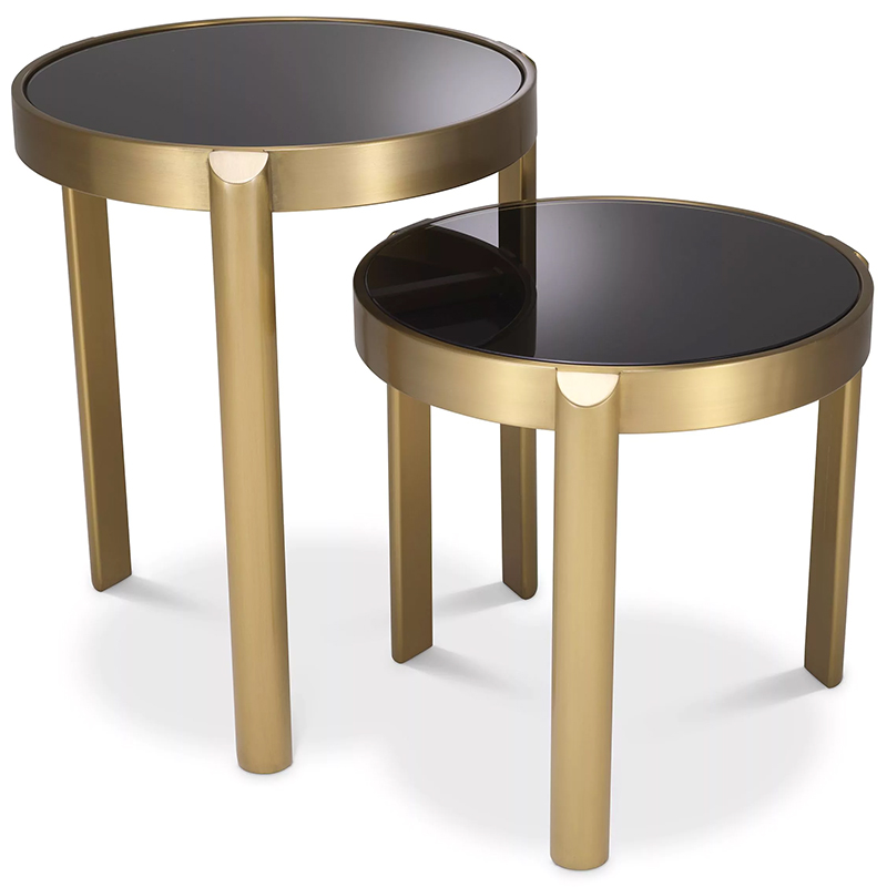 Комплект из двух приставных столиков Eichholtz Side Table Buena set of 2 Латунь Черный в Нижнем Новгороде | Loft Concept 