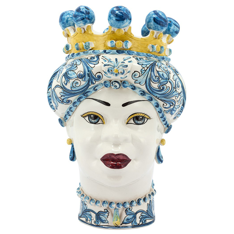 Ваза VASE MORO LADY CROWN blue Желтый Синий в Нижнем Новгороде | Loft Concept 