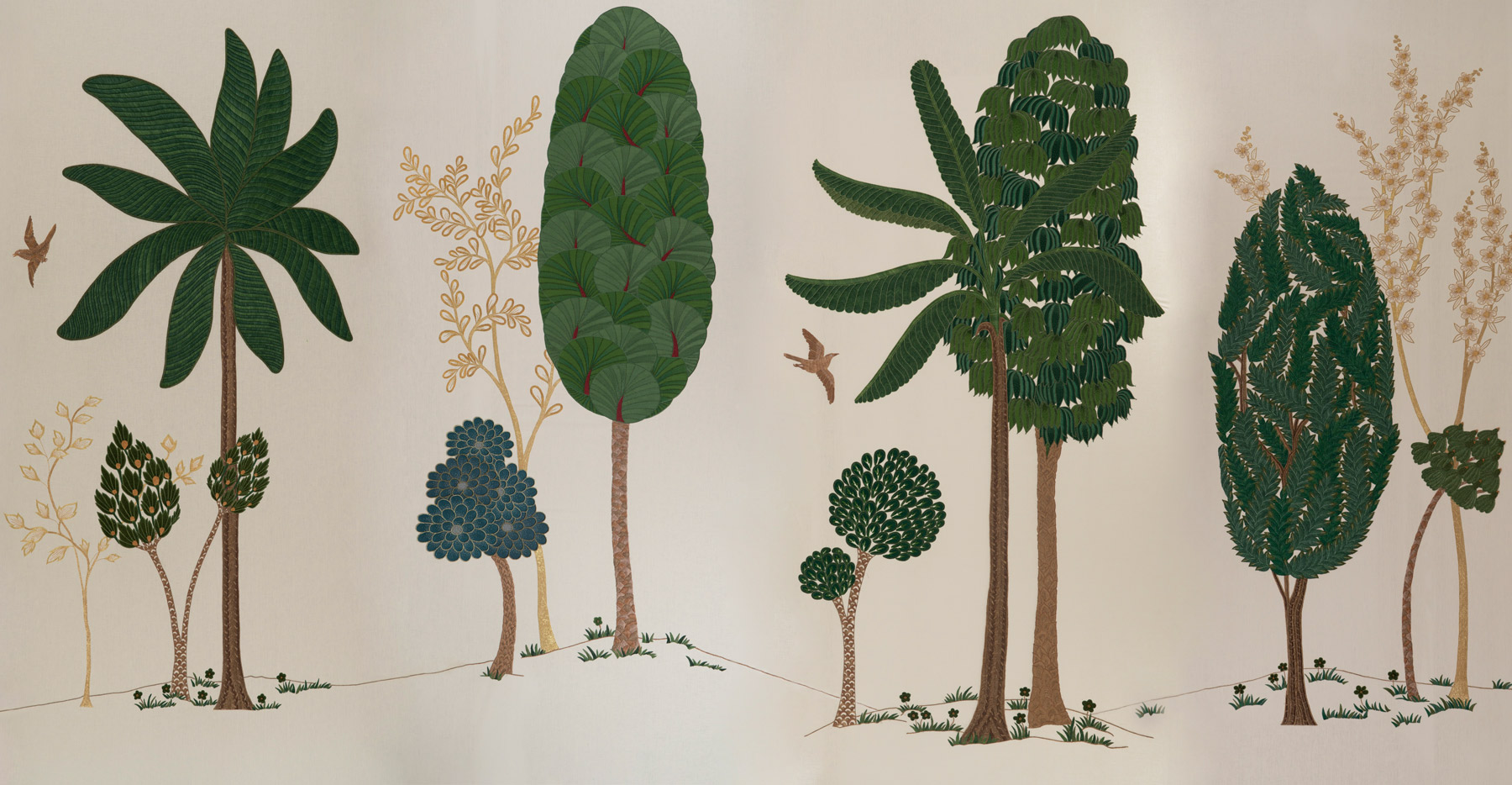 Обои ручная роспись Mughal Trees Original colourway on linen - постер Loft-Concept в Нижнем Новгороде