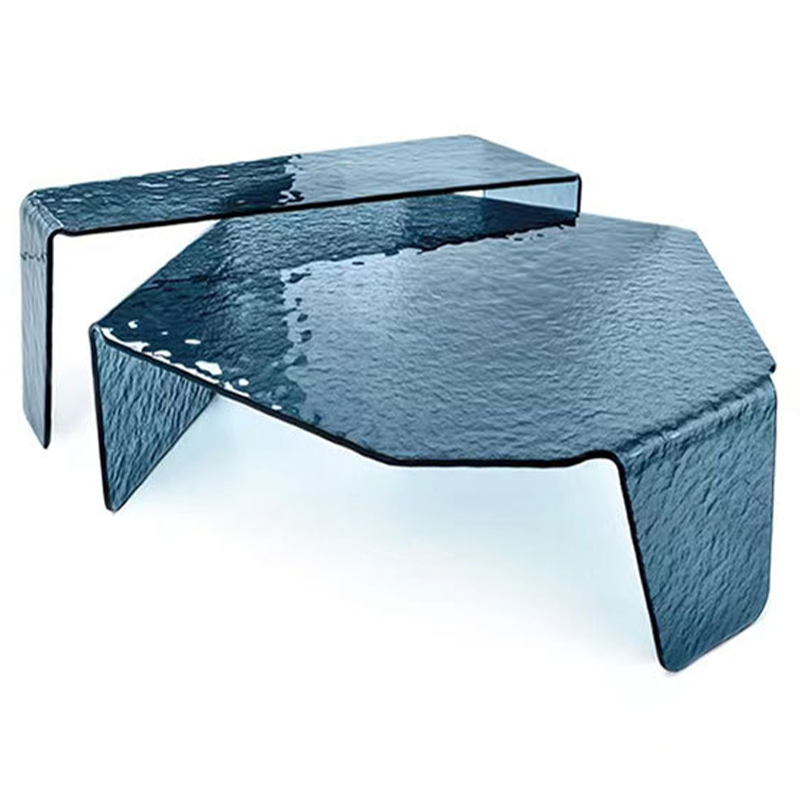 Комплект кофейных столиков Water Surface Glass Coffee Tables Синий в Нижнем Новгороде | Loft Concept 