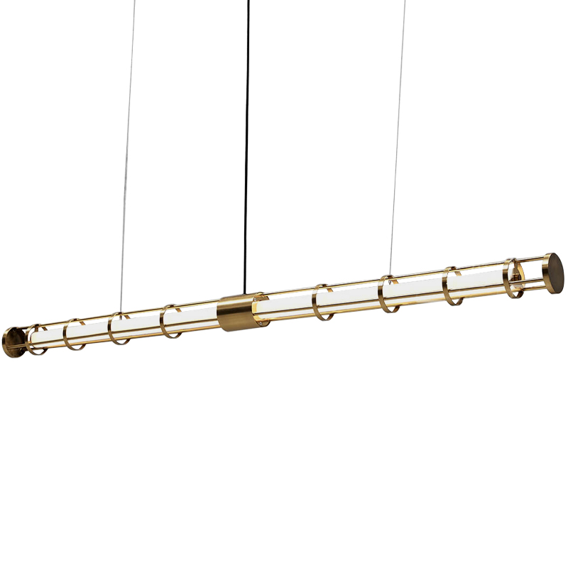 Линейный подвесной светильник Awais Rigs Linear Hanging Lamp Золотой Белый в Нижнем Новгороде | Loft Concept 