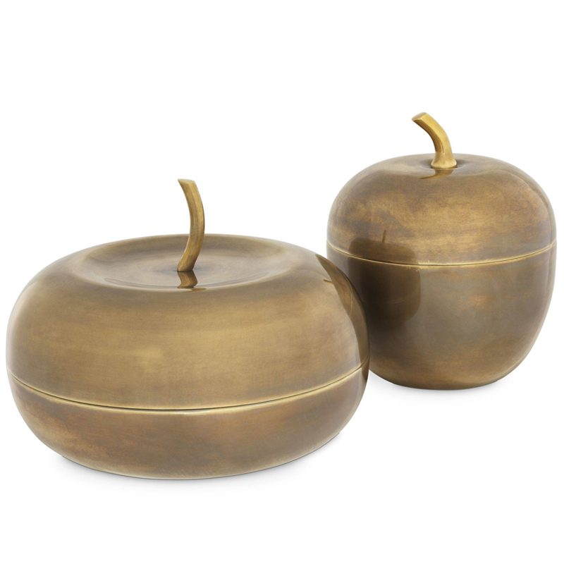 Комплект шкатулок Eichholtz Box Apple Set of 2 brass Винтажная латунь в Нижнем Новгороде | Loft Concept 