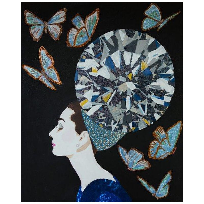 Картина Audrey with Diamond Headdress, Butterflies, and Black Background Мульти в Нижнем Новгороде | Loft Concept 