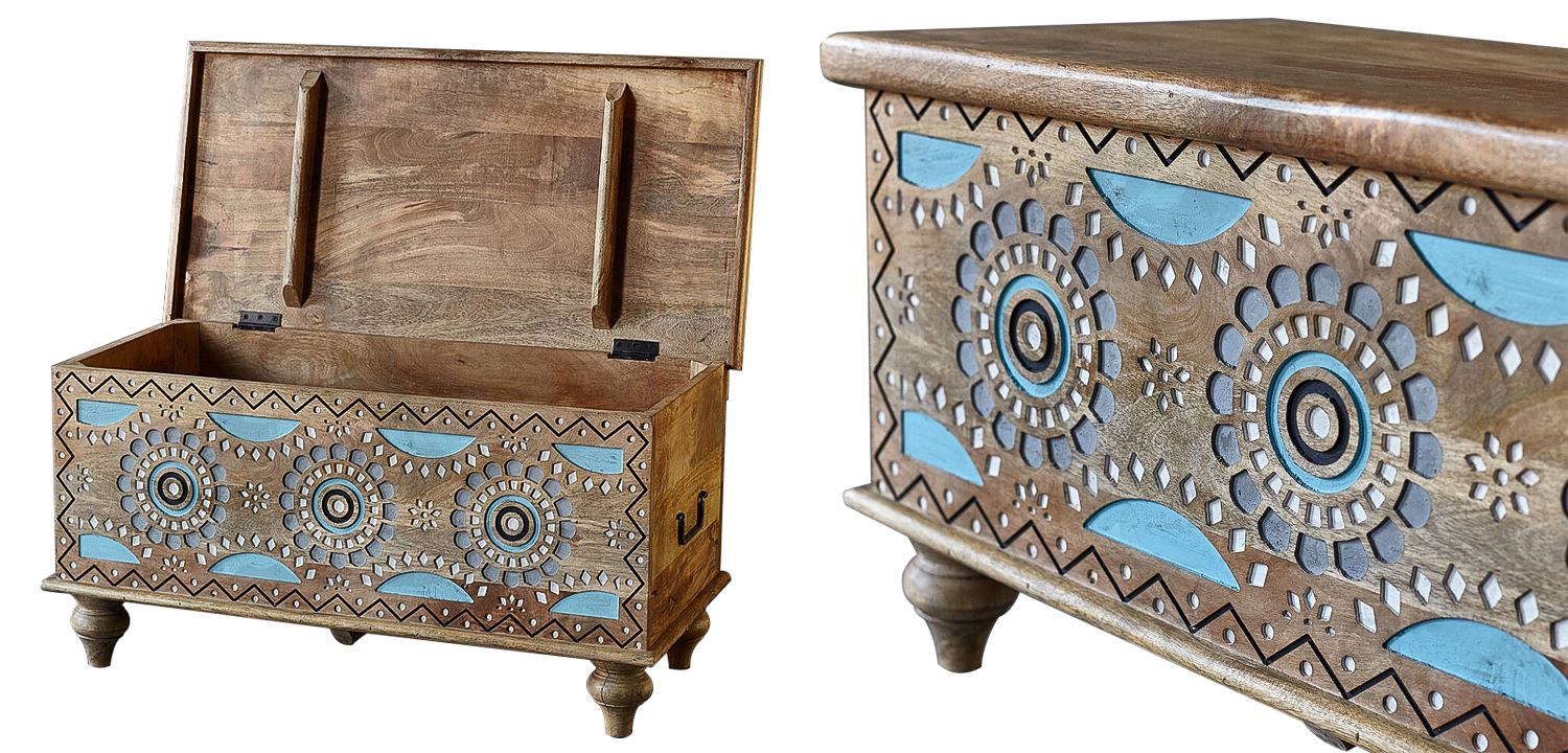 Сундук резной Mitra Carved Wood Chest - фото