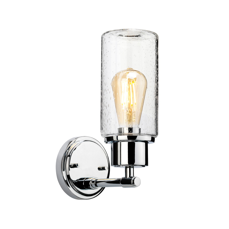 Бра с цилиндрическим прозрачным плафоном из стекла с пузырьками Elstead Lighting Хром Прозрачное Стекло в Нижнем Новгороде | Loft Concept 