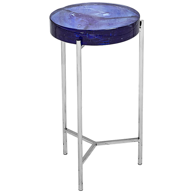 Приставной стол Blue Lollipop Side Table Синий Никель в Нижнем Новгороде | Loft Concept 