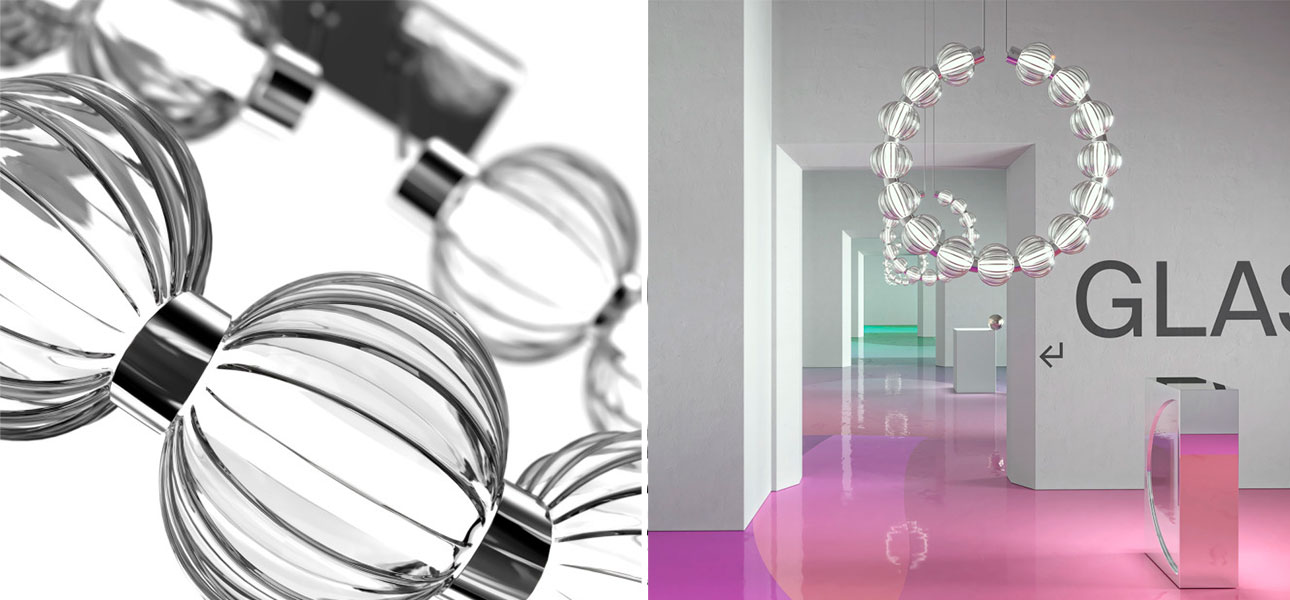 Светильник вертикальное кольцо со стеклянными шарами Balls Lamp - фото