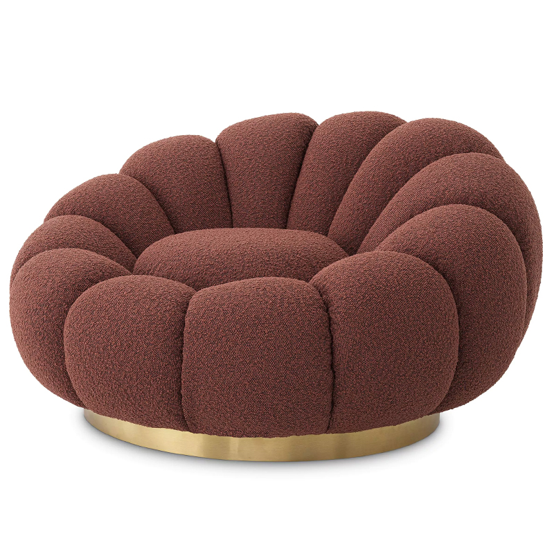 Кресло Eichholtz Swivel Chair Mello Boucle Rouge Бургундский красный Латунь в Нижнем Новгороде | Loft Concept 