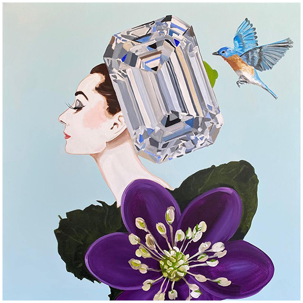 Картина Audrey with Diamond Headdress and Purple Blossoms Dress Мульти в Нижнем Новгороде | Loft Concept 