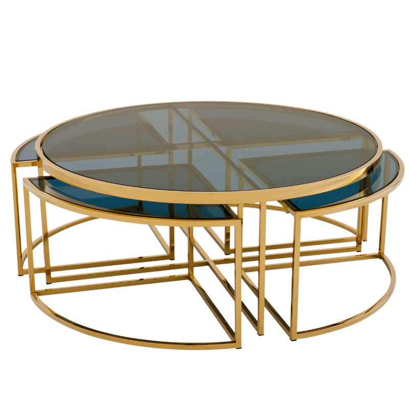 Кофейный стол Eichholtz Coffee Table Padova Gold Золотой Стекло Смок в Нижнем Новгороде | Loft Concept 