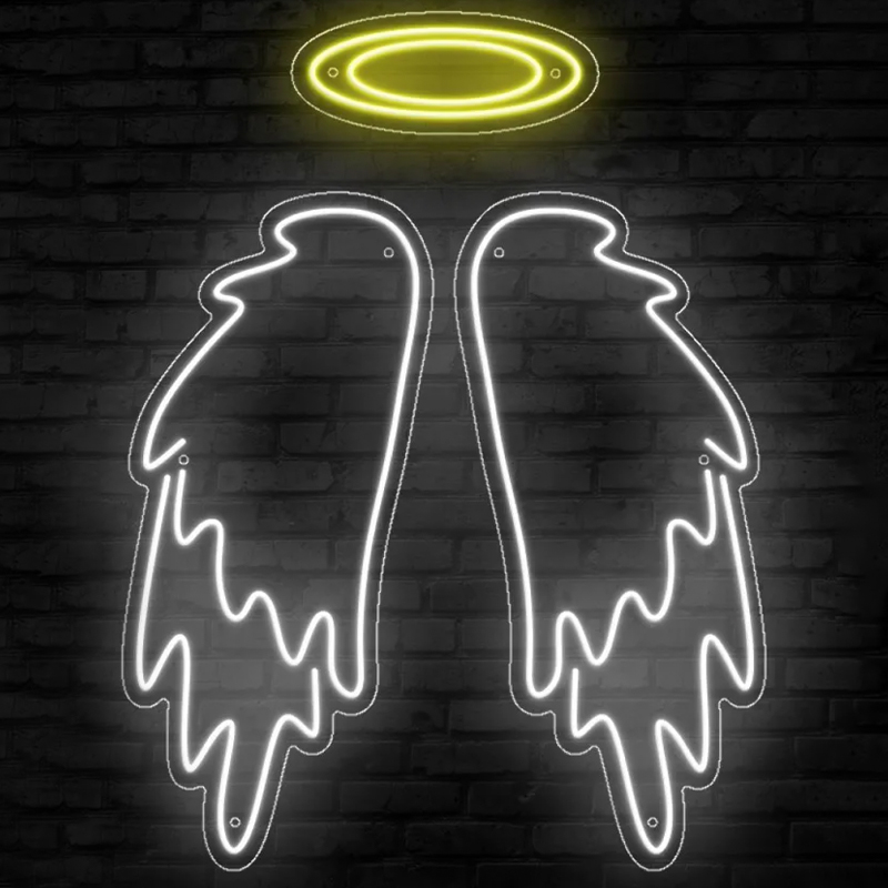 Неоновая настенная лампа White Wings Neon Wall Lamp Прозрачный Белый Желтый в Нижнем Новгороде | Loft Concept 