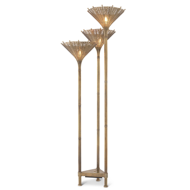 Торшер Eichholtz Floor Lamp Kon Tiki Triple Винтажная латунь в Нижнем Новгороде | Loft Concept 