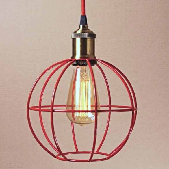 Подвесной светильник Wire Cage Pendant Ball Red Красный в Нижнем Новгороде | Loft Concept 