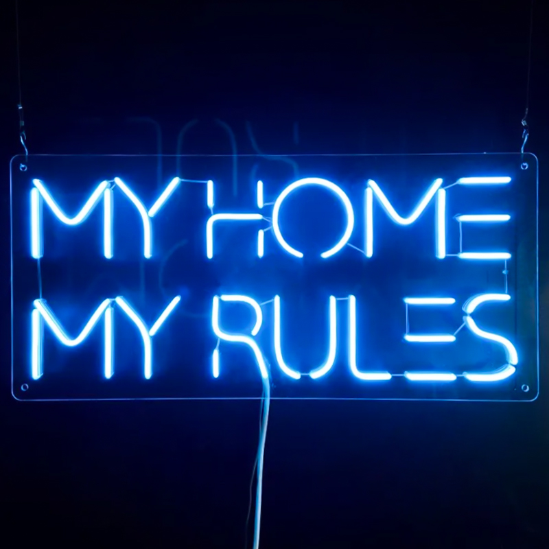 Неоновая настенная лампа My Home My Rules Neon Wall Lamp Синий Прозрачный в Нижнем Новгороде | Loft Concept 