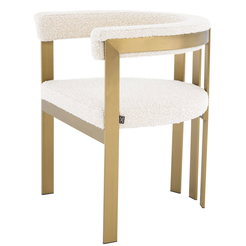 Стул Eichholtz Dining Chair Clubhouse boucle cream Кремовый Латунь в Нижнем Новгороде | Loft Concept 