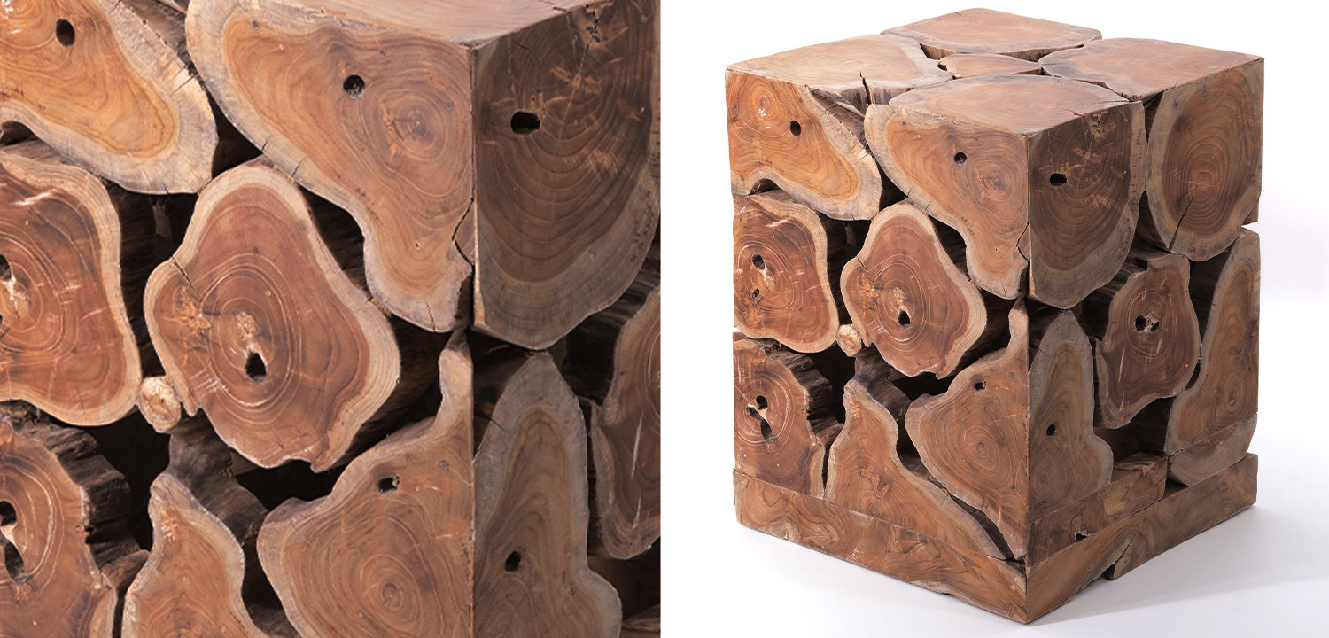 Приставной стол Wooden Cube Side Table - фото №2