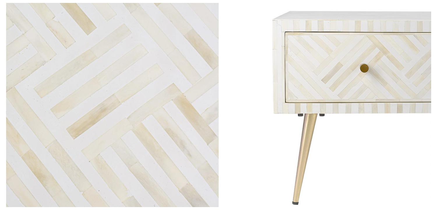 Кофейный стол White Indian Bone Inlay Coffee Table - фото №1