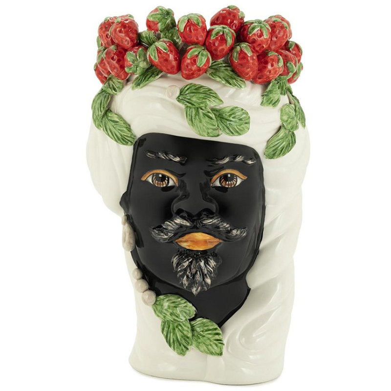 Ваза Vase Strawberries Head Man White Мульти Белый Красный Зеленый Черный в Нижнем Новгороде | Loft Concept 