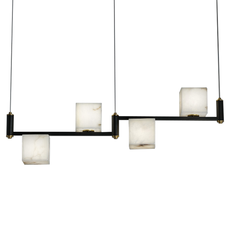 Люстра Marble Cubes Modern Light Chandelier 4 плафона Черный Белый Мрамор Bianco Латунь в Нижнем Новгороде | Loft Concept 