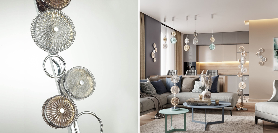Торшер с рельефным стеклом Glass Peonies Торшер с рельефным стеклом Glass Peonies - Loft-Concept в Нижнем Новгороде