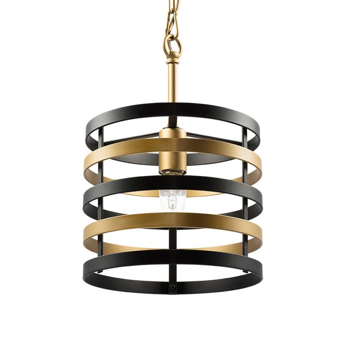 Подвесной светильник Gold Stripes Chandelier Черный Золотой в Нижнем Новгороде | Loft Concept 