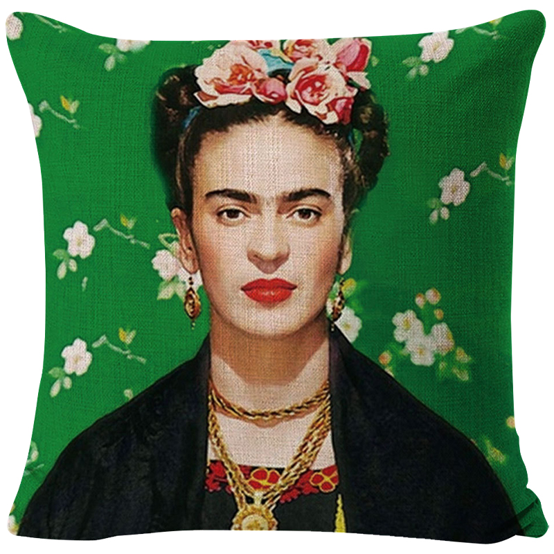 Декоративная подушка Frida Kahlo 8 Зеленый Мульти в Нижнем Новгороде | Loft Concept 