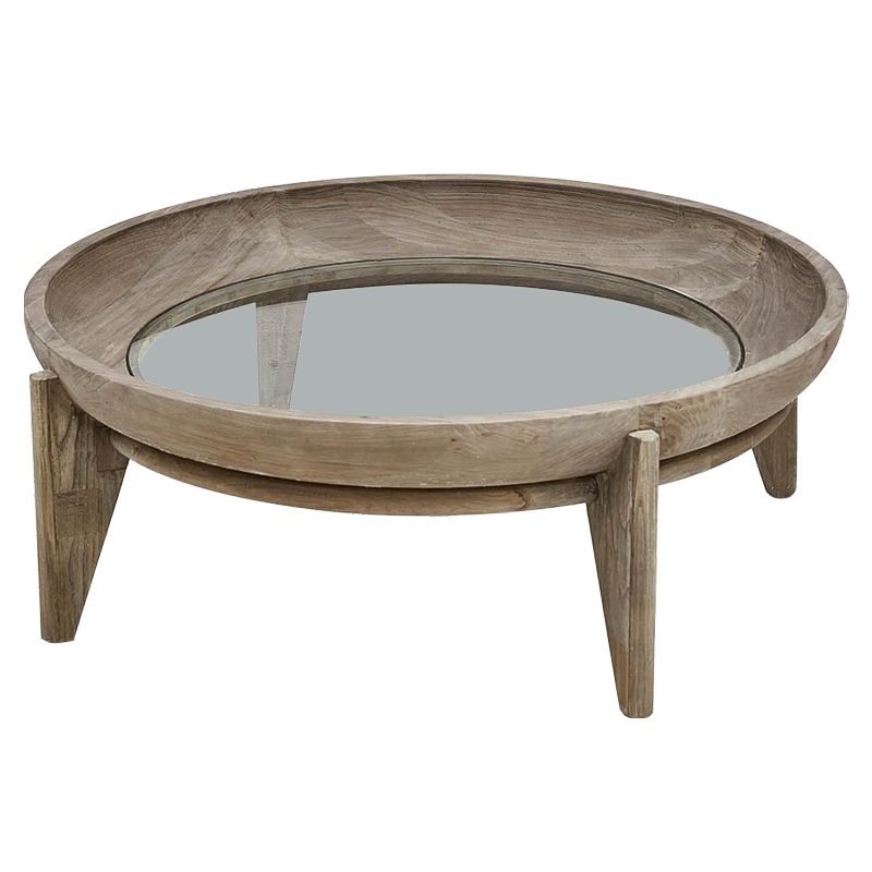 Круглый кофейный стол Imran Round Coffee Table Древесина Прозрачное Стекло в Нижнем Новгороде | Loft Concept 