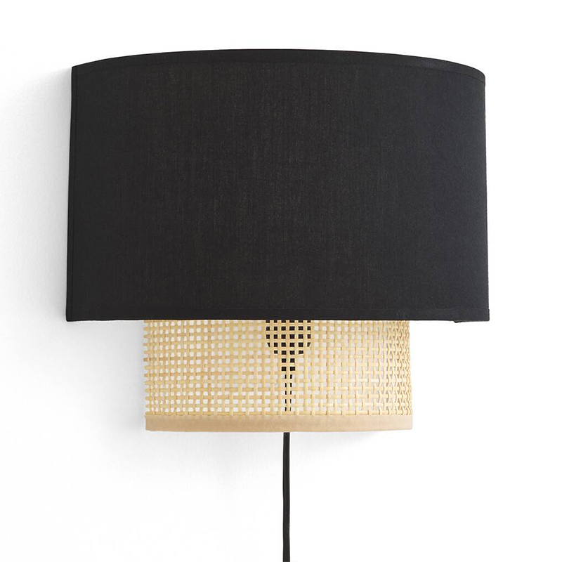 Бра Ottar Wicker Black lampshade Бежевый Черный в Нижнем Новгороде | Loft Concept 