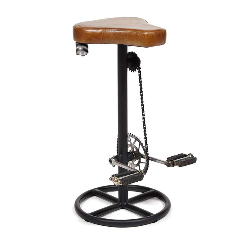 Барный стул с педалями от велосипеда Industrial leather bar stool with bicycle pedals Коричневый Черный в Нижнем Новгороде | Loft Concept 