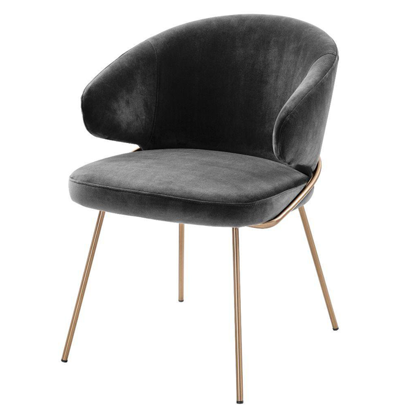 Стул Eichholtz Dining Chair Kinley dark grey Серый Латунь в Нижнем Новгороде | Loft Concept 