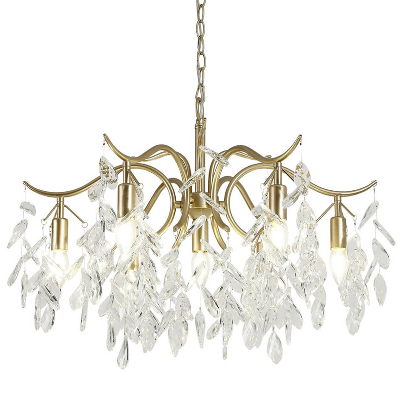 Люстра Hanging Crystal Leaves Chandelier 71 матовое золото Прозрачный (Transparent) в Нижнем Новгороде | Loft Concept 