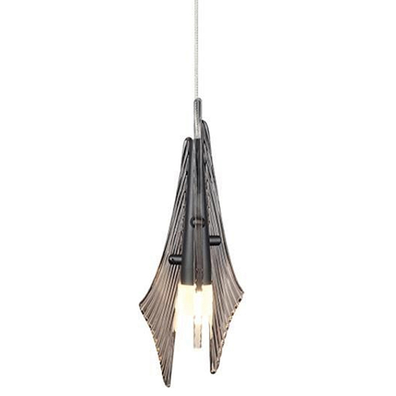 Подвесной светильник с черной металлической основой и рельефным плафоном Glass Pod Черный Белый Дымчатый (Smoke) Прозрачное Стекло в Нижнем Новгороде | Loft Concept 