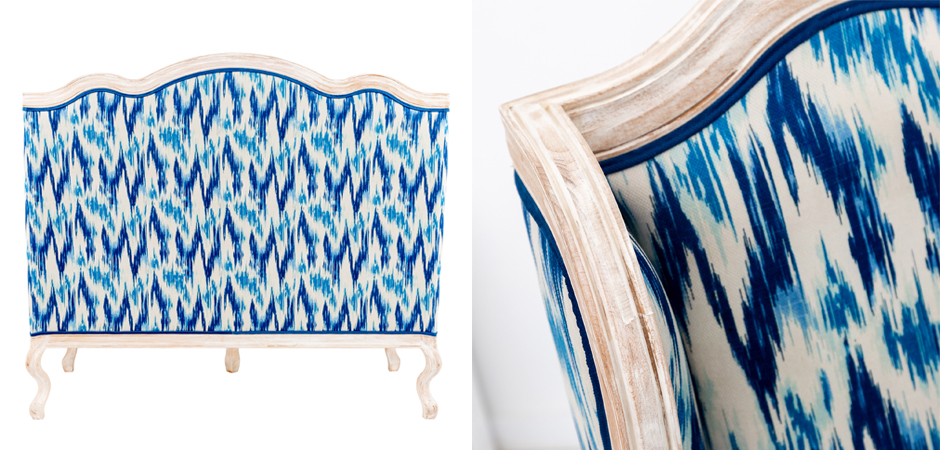 Двухместный диван с голубым узором Ikat Pattern - фото №1